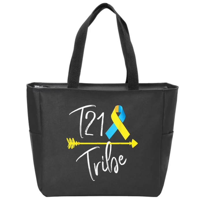 T21 Tribe World Down Syndrome Awareness Day Blue Yellow Zip Tote Bag