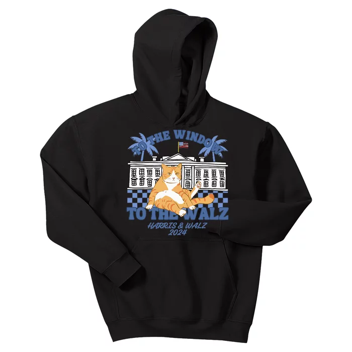 To The Window To The Walz Harris Walz Childless Cat Ladies Kids Hoodie