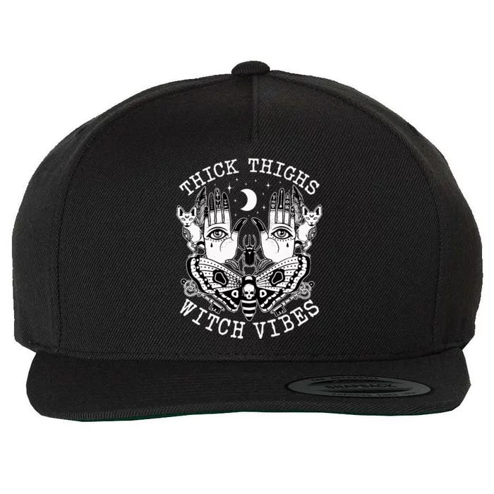 Thick Thighs Witch Vibes Witches Halloween Costume Wool Snapback Cap