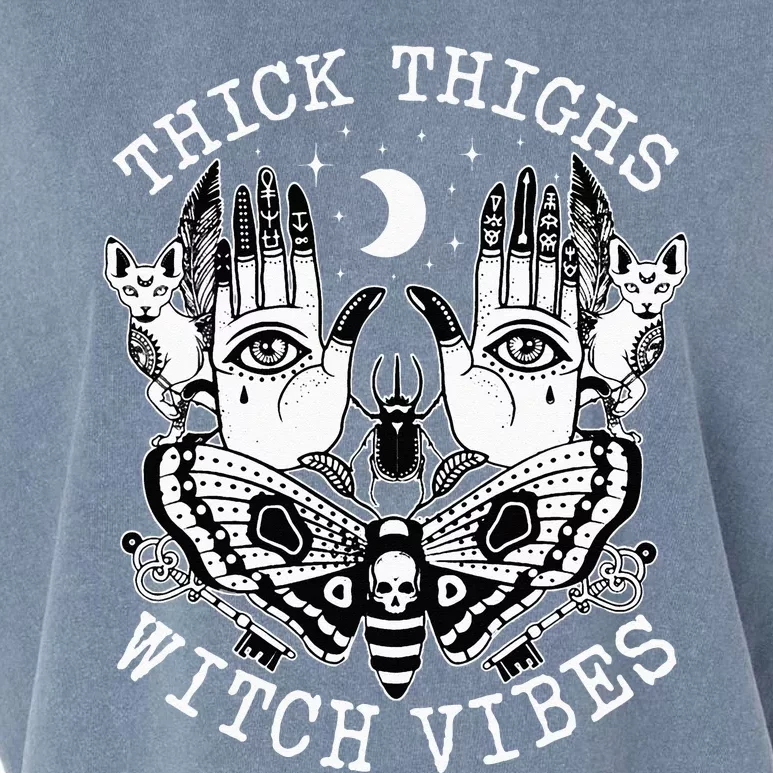 Thick Thighs Witch Vibes Witches Halloween Costume Garment-Dyed Women's Muscle Tee