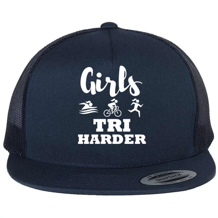 Triathlon Triathlete Wife Mom Funny Gift Flat Bill Trucker Hat