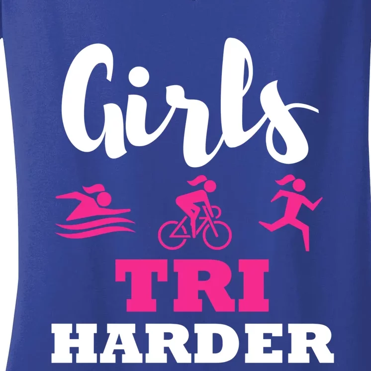 Triathlon Triathlete Wife Mom Funny Gift Women's V-Neck T-Shirt