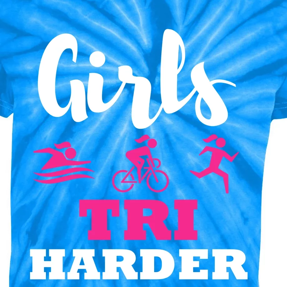 Triathlon Triathlete Wife Mom Funny Gift Kids Tie-Dye T-Shirt