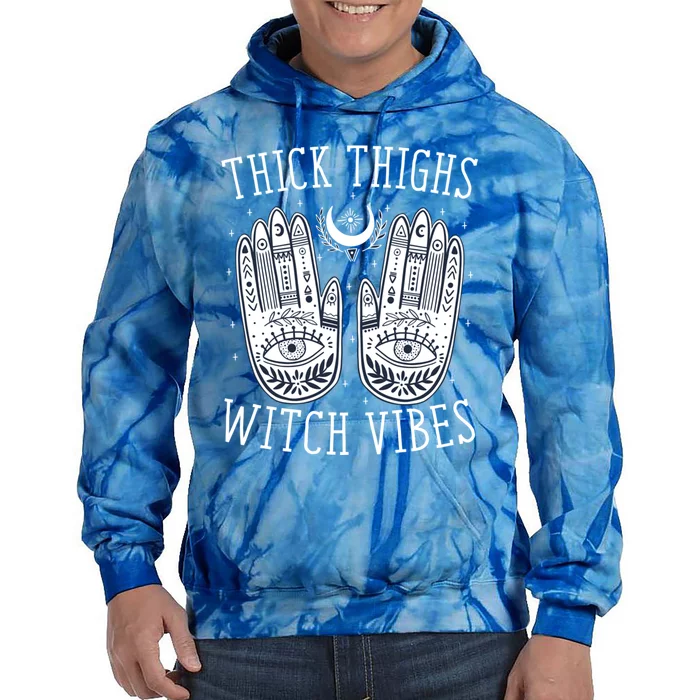 Thick Thighs Witch Vibes Halloween Gift Tie Dye Hoodie