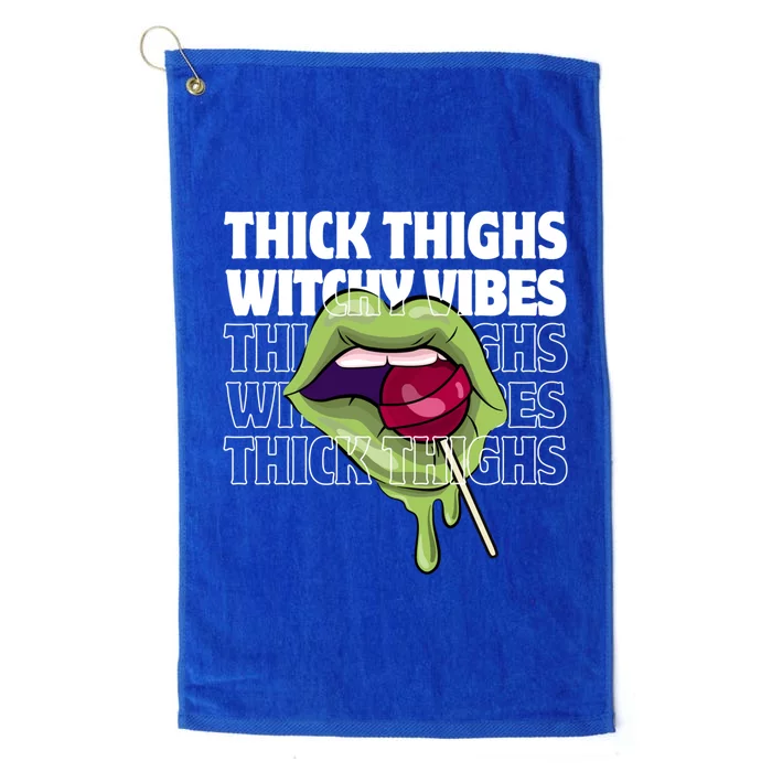 Thick Thighs Witchy Vibes Halloween Bad Witch Energy Gift Platinum Collection Golf Towel