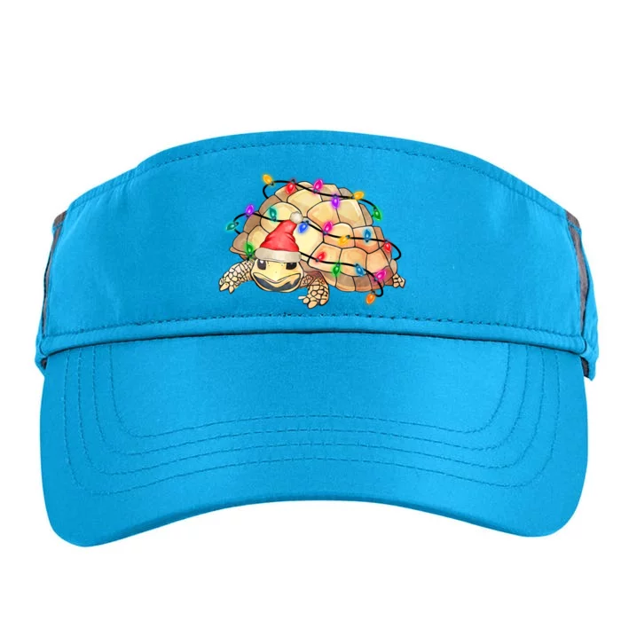 Turtle Tortoise Wearing Santa Hat Christmas Lights Graphic Animal Lover Adult Drive Performance Visor