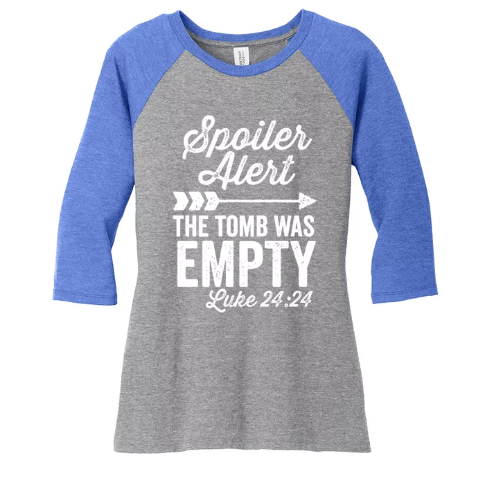 The Tomb Was Empty Spoiler Alert Vintage Easter Arrow Dark Gift Women's Tri-Blend 3/4-Sleeve Raglan Shirt