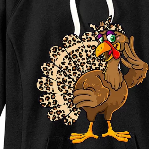 Thanksgiving Turkey Women Girl Leopard Women's Fleece Hoodie