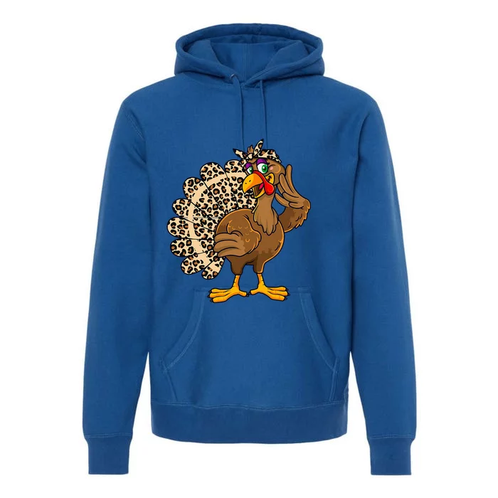 Thanksgiving Turkey Women Girl Leopard Premium Hoodie