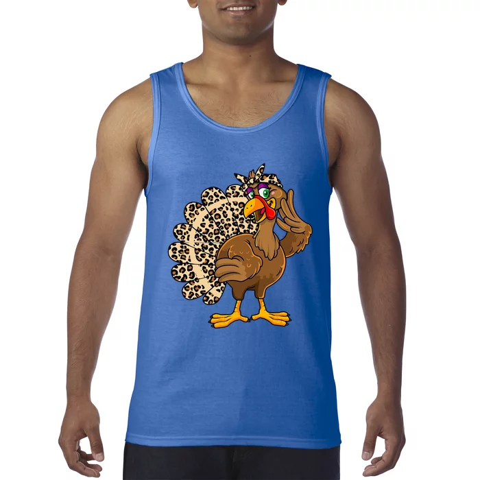 Thanksgiving Turkey Women Girl Leopard Tank Top