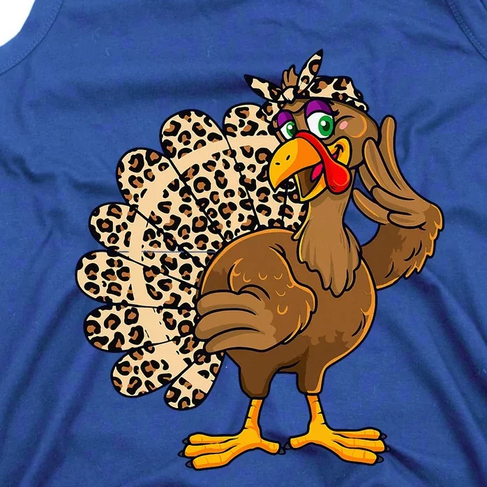 Thanksgiving Turkey Women Girl Leopard Tank Top