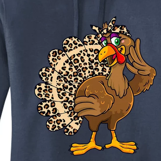 Thanksgiving Turkey Women Girl Leopard Women's Pullover Hoodie