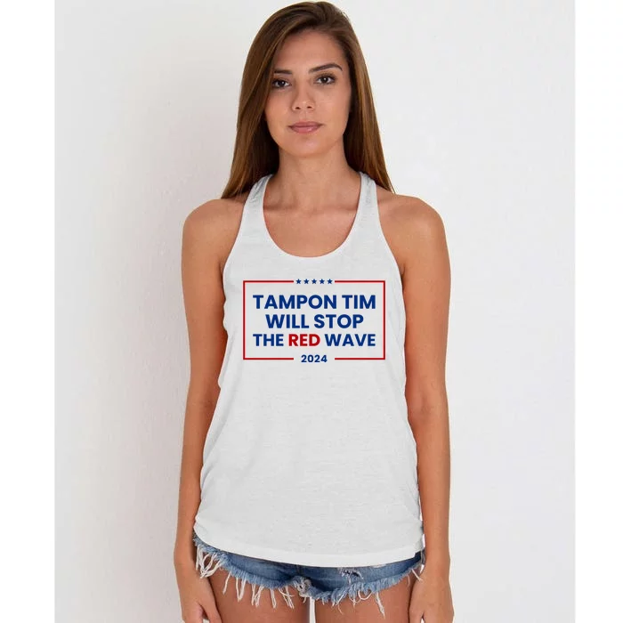 Tampon Tim Will Stop The Red Wave Women's Knotted Racerback Tank