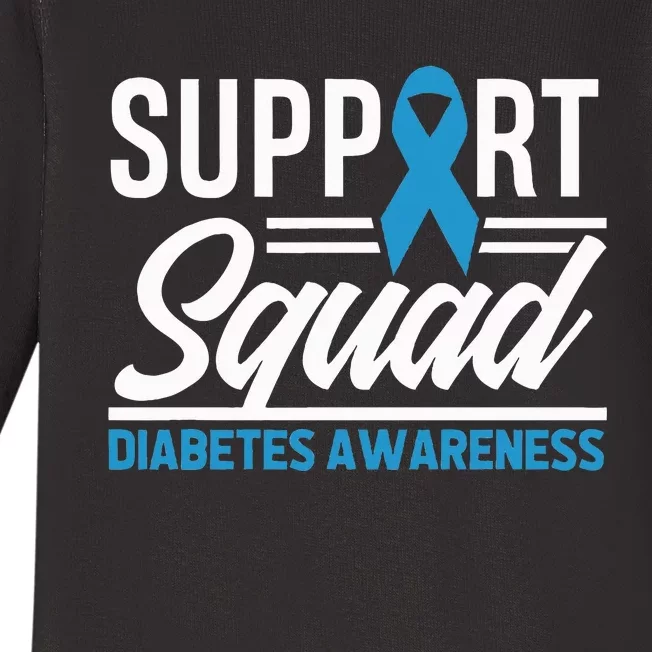 T1D T2D Warrior Support Squad Diabetes Awareness Baby Long Sleeve Bodysuit