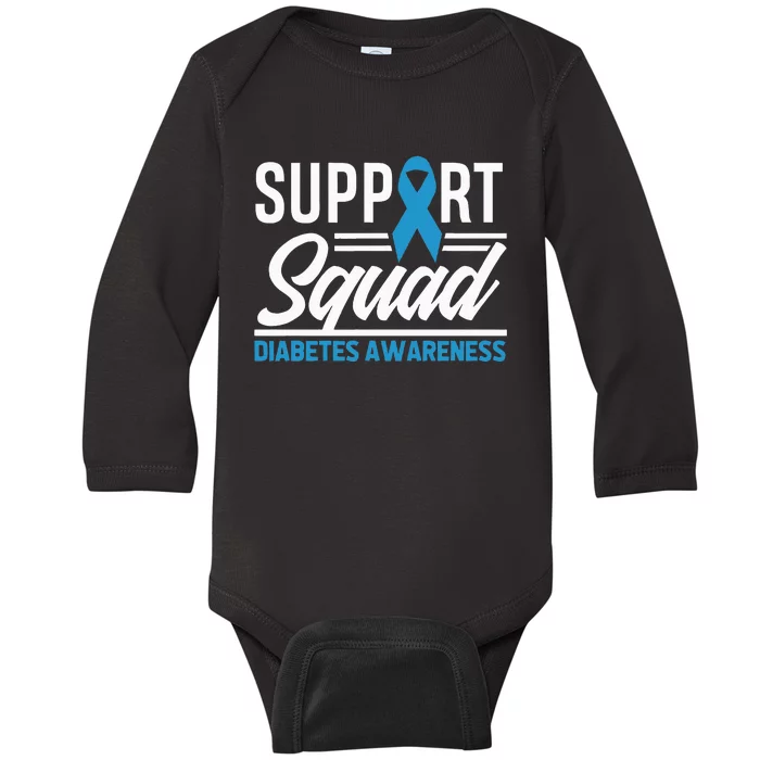 T1D T2D Warrior Support Squad Diabetes Awareness Baby Long Sleeve Bodysuit