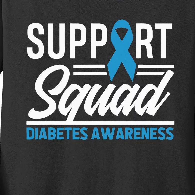 T1D T2D Warrior Support Squad Diabetes Awareness Kids Long Sleeve Shirt