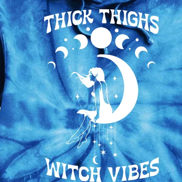 Thick Thighs Witch Vibes Witchy Halloween Cute Gift Tie Dye Hoodie