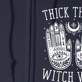 Thick Thighs Witch Vibes Halloween Full Zip Hoodie