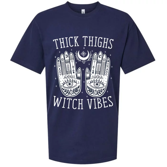 Thick Thighs Witch Vibes Halloween Sueded Cloud Jersey T-Shirt