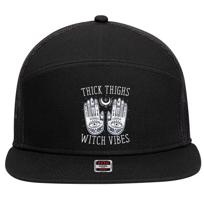 Thick Thighs Witch Vibes Halloween 7 Panel Mesh Trucker Snapback Hat