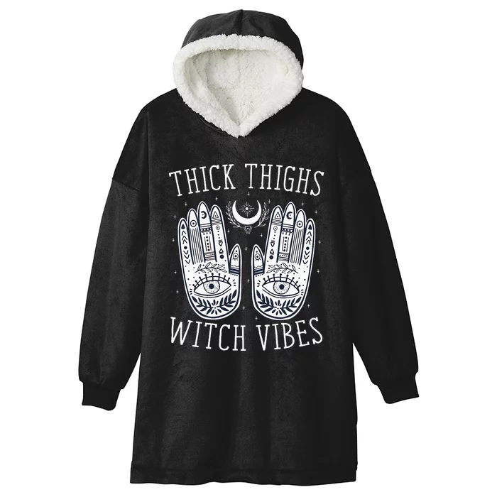 Thick Thighs Witch Vibes Halloween Hooded Wearable Blanket