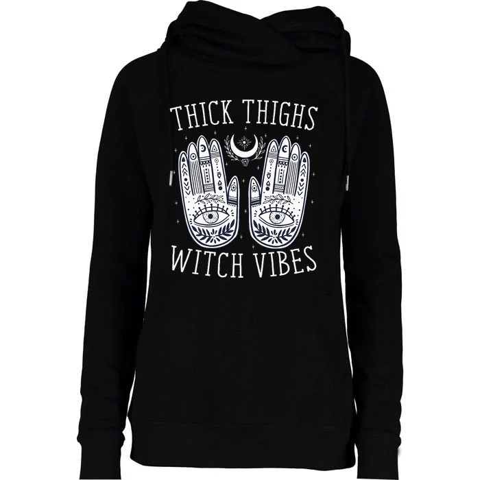 Thick Thighs Witch Vibes Halloween Womens Funnel Neck Pullover Hood