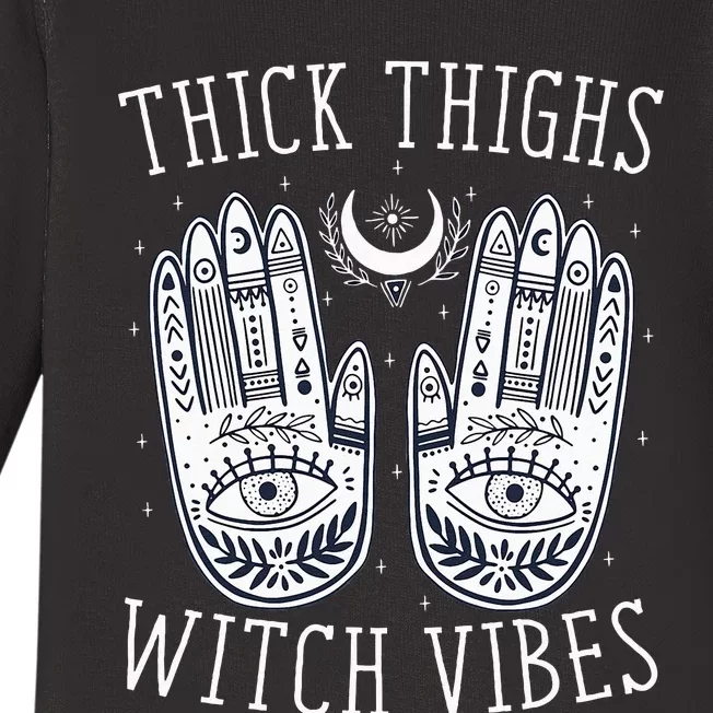 Thick Thighs Witch Vibes Halloween Baby Long Sleeve Bodysuit