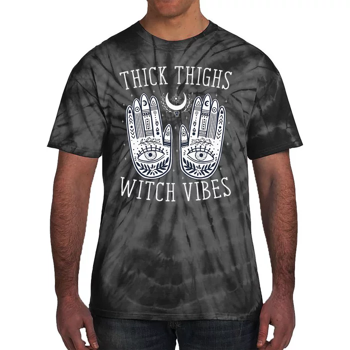 Thick Thighs Witch Vibes Halloween Tie-Dye T-Shirt