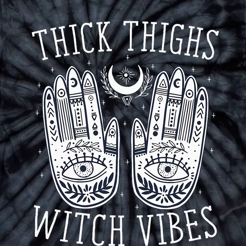 Thick Thighs Witch Vibes Halloween Tie-Dye T-Shirt