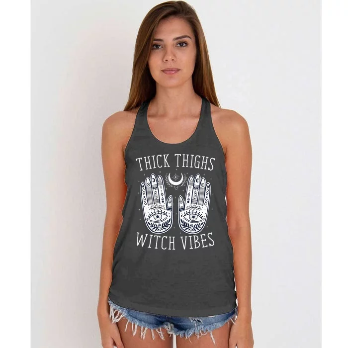 Thick Thighs Witch Vibes Halloween Women's Knotted Racerback Tank