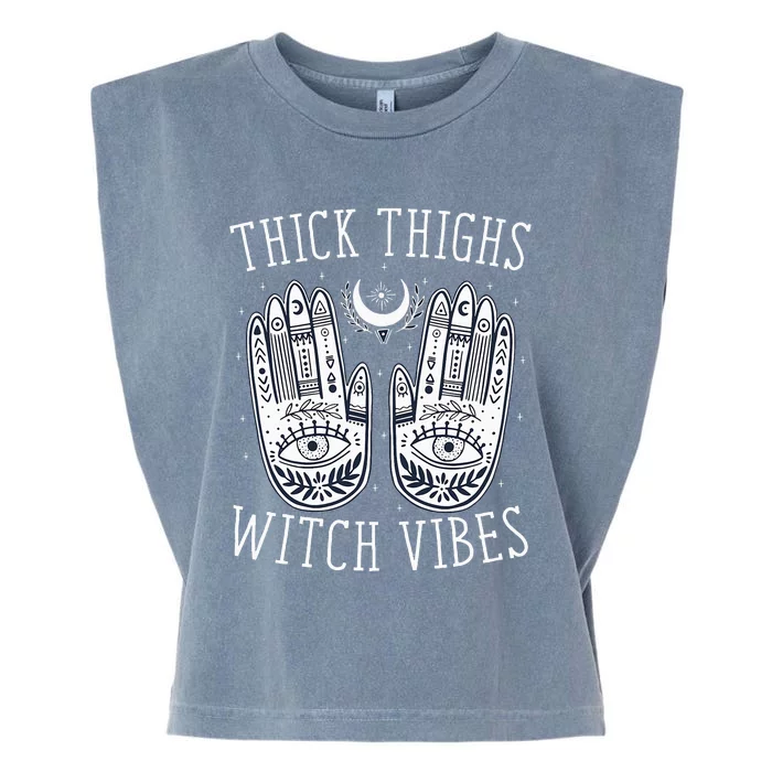 Thick Thighs Witch Vibes Halloween Garment-Dyed Women's Muscle Tee