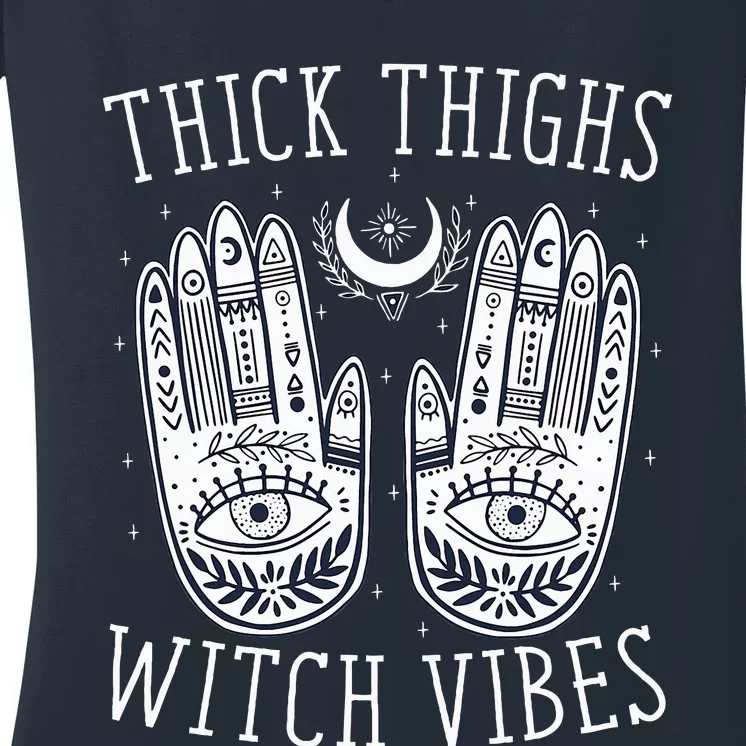 Thick Thighs Witch Vibes Halloween Women's V-Neck T-Shirt