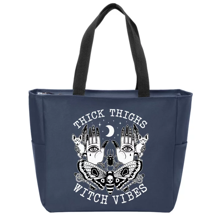 Thick Thighs Witch Vibes Witches Halloween Costume Zip Tote Bag