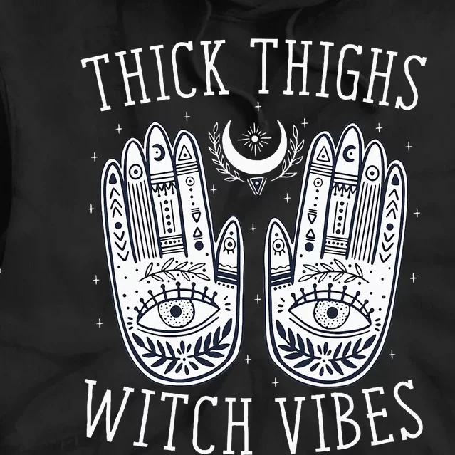 Thick Thighs Witch Vibes Halloween Tie Dye Hoodie