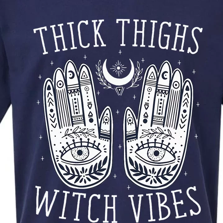 Thick Thighs Witch Vibes Halloween Sueded Cloud Jersey T-Shirt