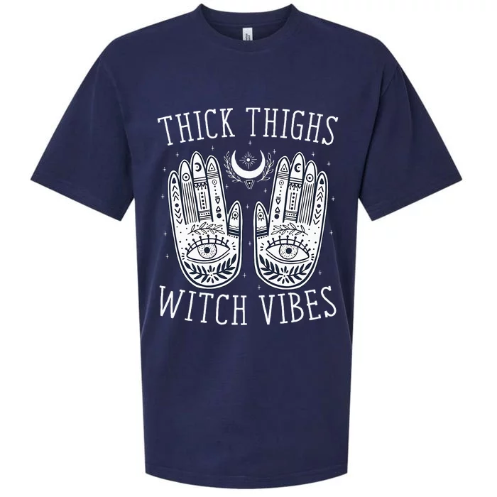 Thick Thighs Witch Vibes Halloween Sueded Cloud Jersey T-Shirt