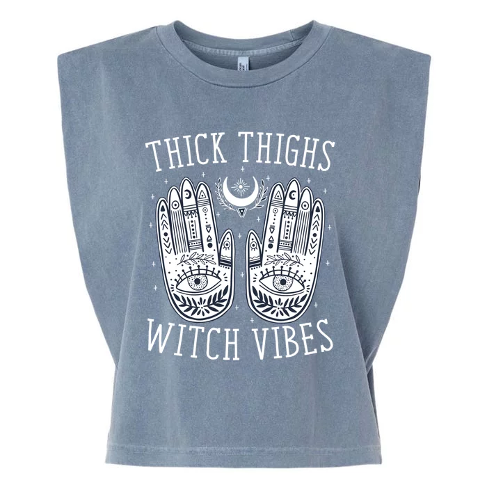 Thick Thighs Witch Vibes Halloween Gift Garment-Dyed Women's Muscle Tee