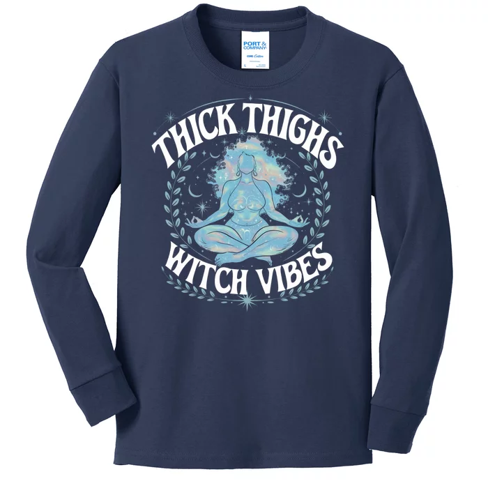 Thick Thighs Witch Vibes Mystic Spirit Magic Energy Mystical Women Kids Long Sleeve Shirt