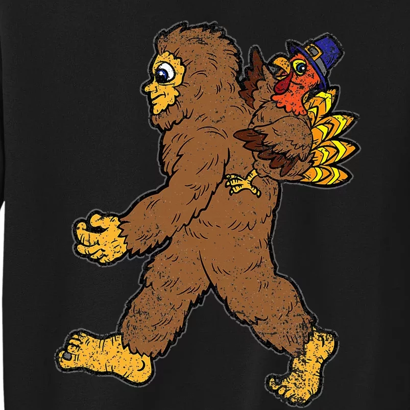 Turkey Trotting with Bigfoot Hilarious Thanksgiving Tall Sweatshirt