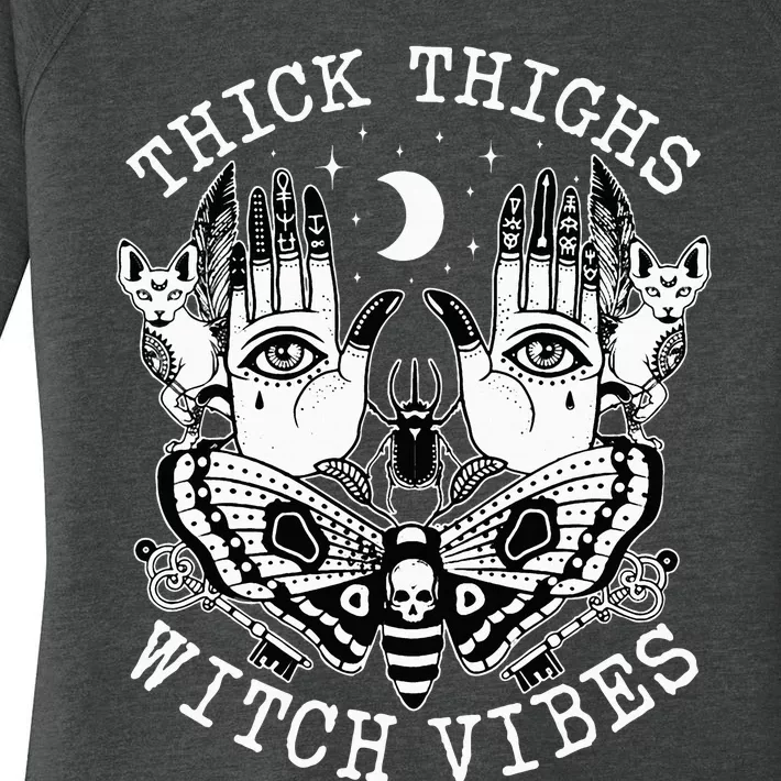 Thick Thighs Witch Vibes Witches Halloween Costume Women's Perfect Tri Tunic Long Sleeve Shirt