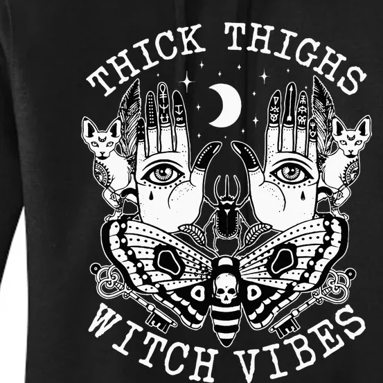 Thick Thighs Witch Vibes Witches Halloween Costume Women's Pullover Hoodie