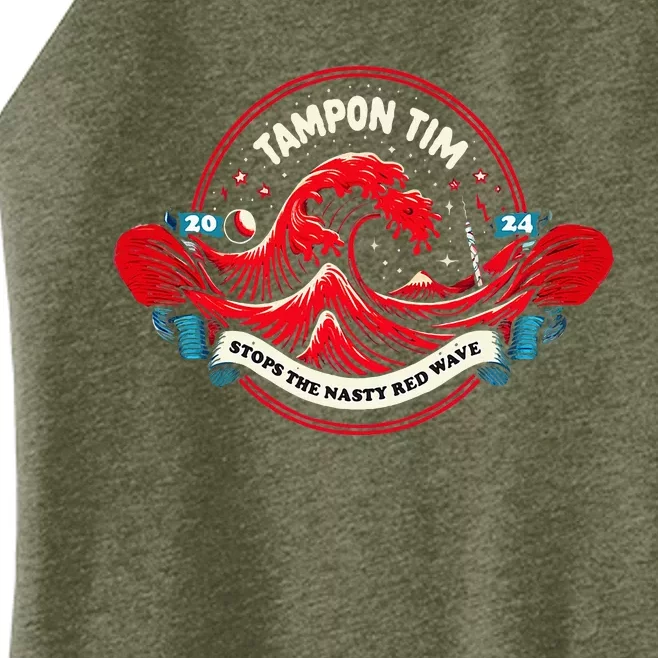 Tampon Tim Will Stop The Red Wave Political Vote Harris Walz Women’s Perfect Tri Rocker Tank