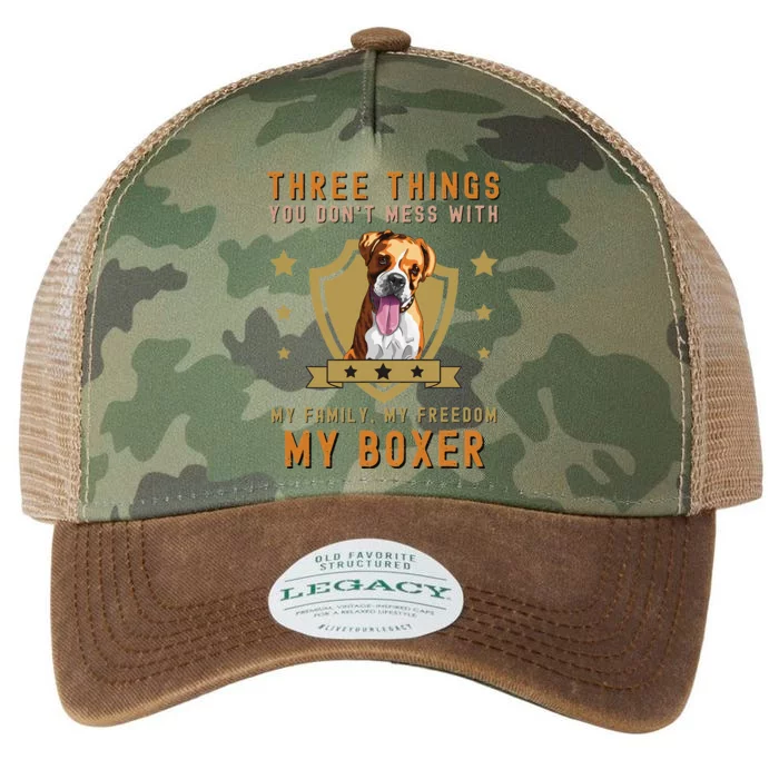 Three Things You Don't Mess With Funny German Boxer Owner Legacy Tie Dye Trucker Hat