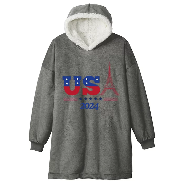 T.E.A.M U.S.A 2024 Paris Sport Games Hooded Wearable Blanket