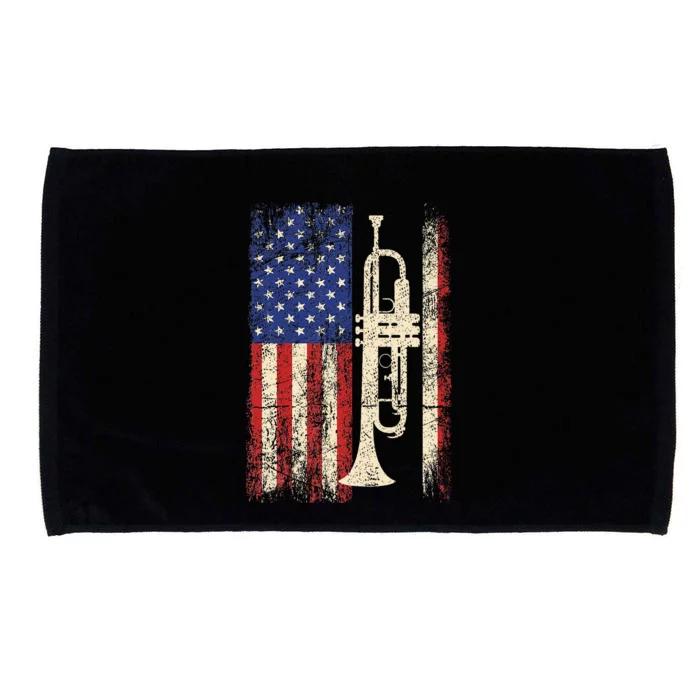 Trumpet Usa American Flag Jazz Music Vintage Microfiber Hand Towel