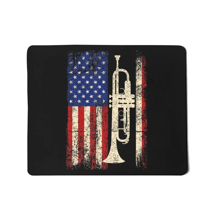 Trumpet Usa American Flag Jazz Music Mousepad