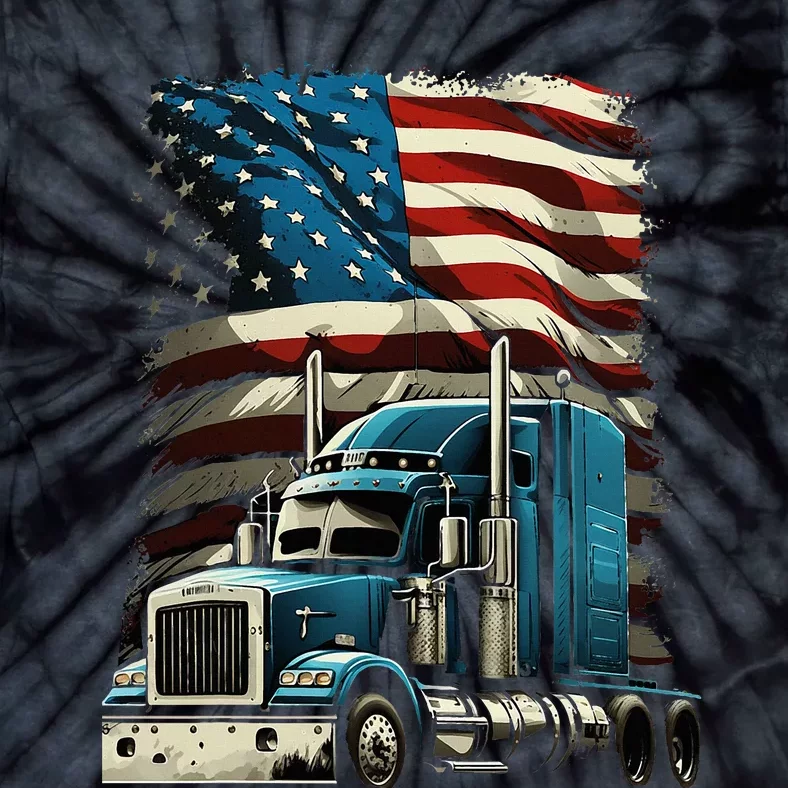 Trucker Us American Flag For Patriotic Tie-Dye T-Shirt