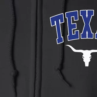 Texas USA Bull America Font Full Zip Hoodie