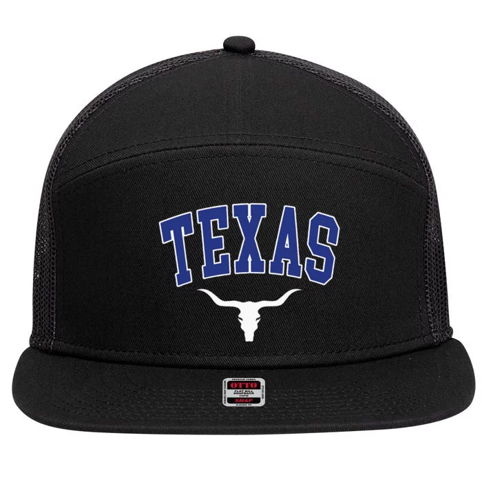 Texas USA Bull America Font 7 Panel Mesh Trucker Snapback Hat