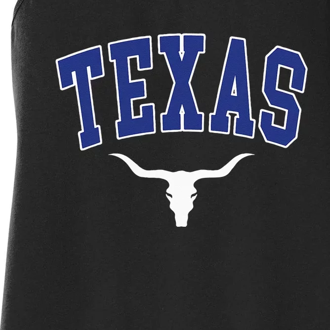 Texas USA Bull America Font Women's Racerback Tank